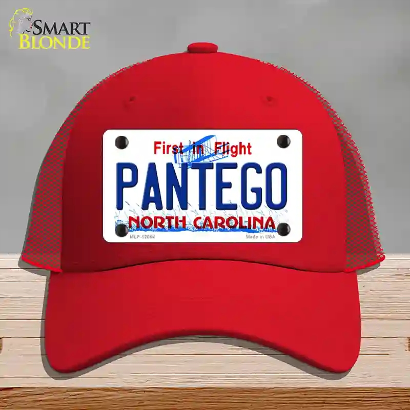 HAT17-MLP-12084 Pantego North Carolina State Novelty License Plate Hat, Mesh - Red