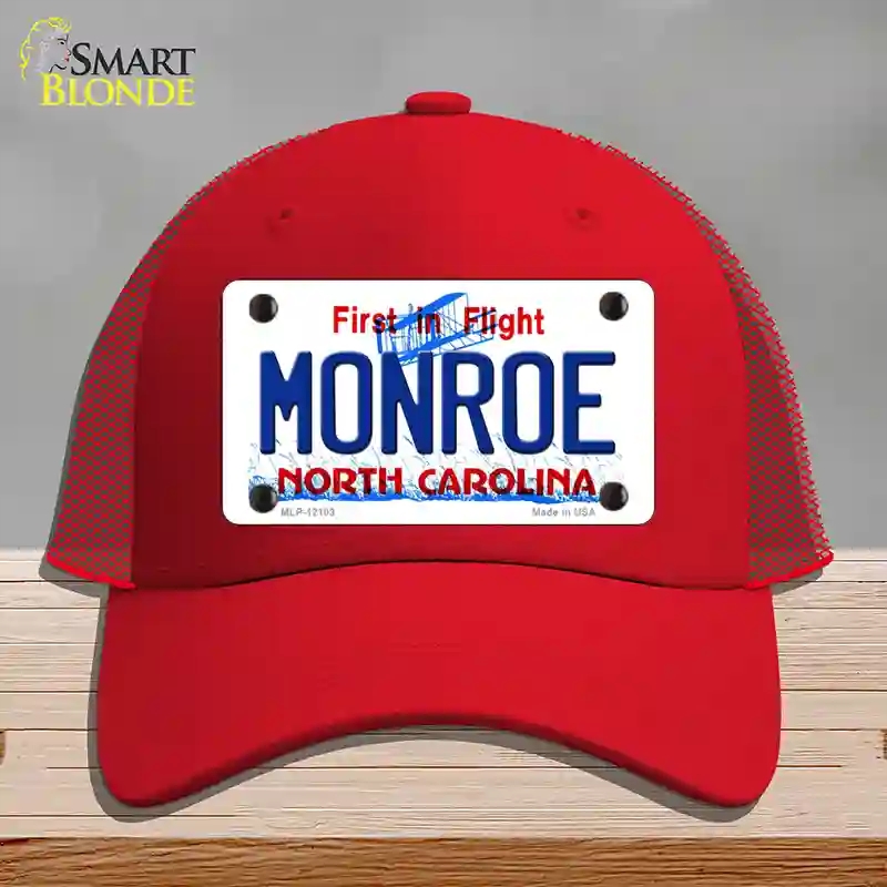 HAT17-MLP-12103 Monroe North Carolina State Novelty License Plate Hat, Mesh - Red