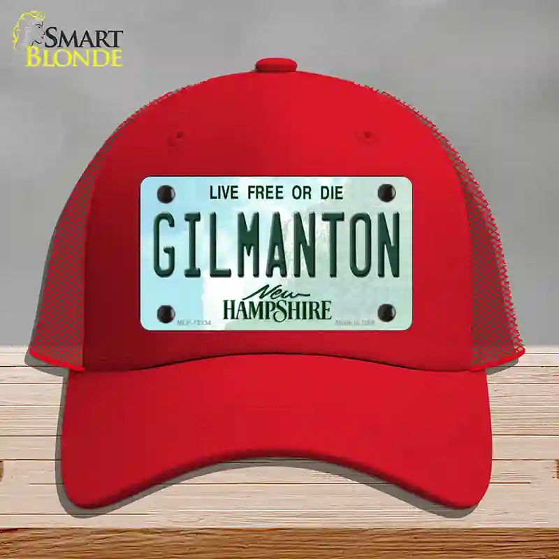 HAT17-MLP-12134 Gilmanton   Hampshire Novelty License Plate Hat, Mesh - Red