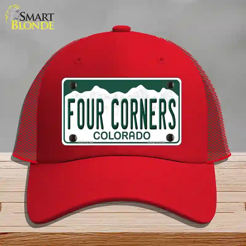HAT17-MLP-12144 Four Corners Colorado Novelty License Plate Hat, Mesh - Red