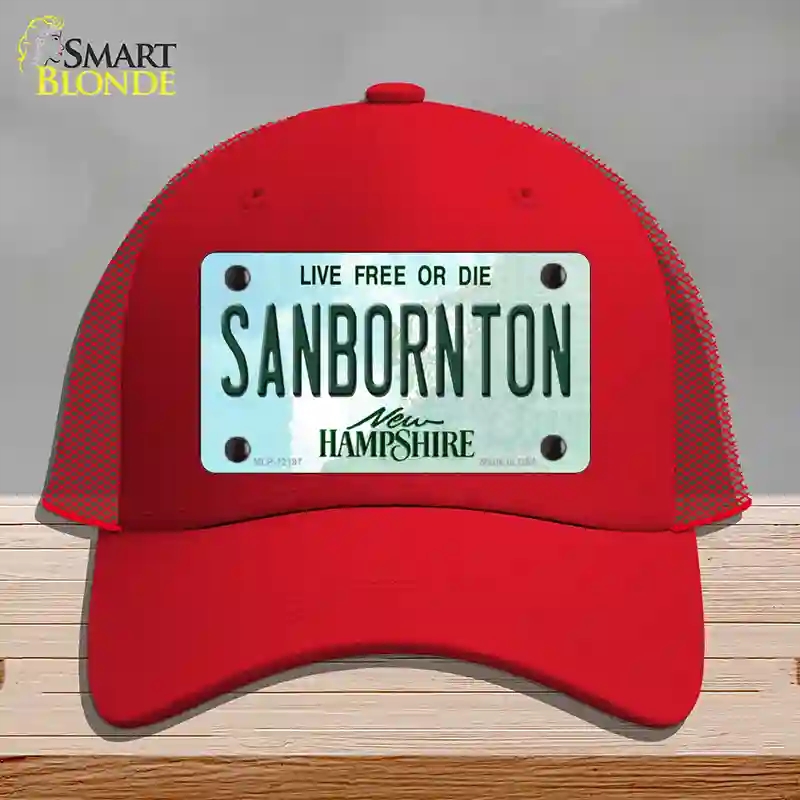 HAT17-MLP-12197 Sanbornton   Hampshire Novelty License Plate Hat, Mesh - Red