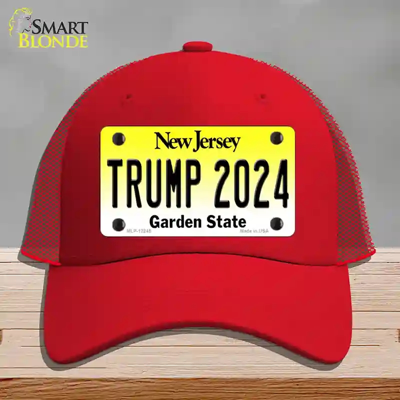 HAT17-MLP-12245 Trump 2024   Jersey Novelty License Plate Hat, Mesh - Red
