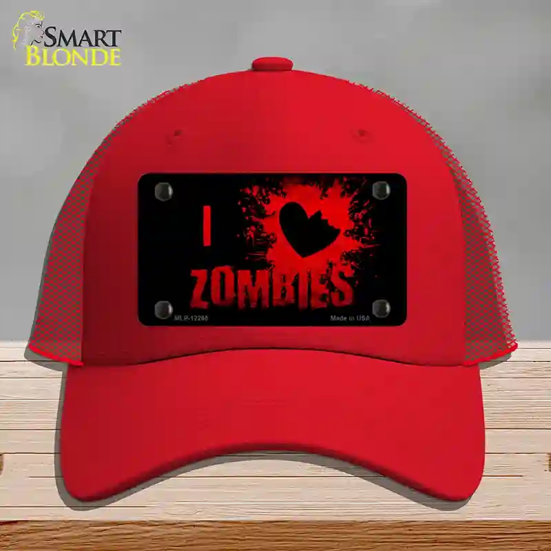 HAT17-MLP-12265 I Love Zombies Novelty License Plate Hat, Mesh - Red
