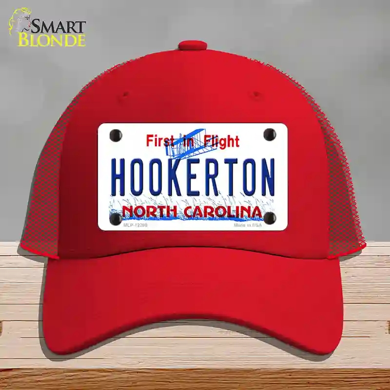 HAT17-MLP-12299 North Carolina Hookerton Novelty License Plate Hat, Mesh - Red