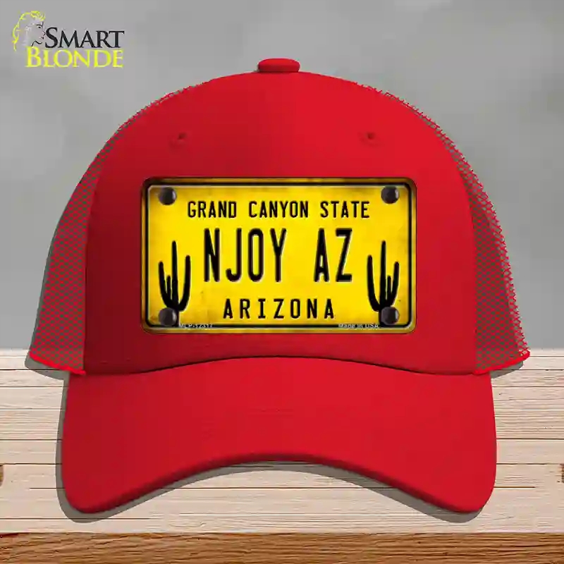 HAT17-MLP-12317 Arizona NJOY AZ Novelty License Plate Hat, Mesh - Red