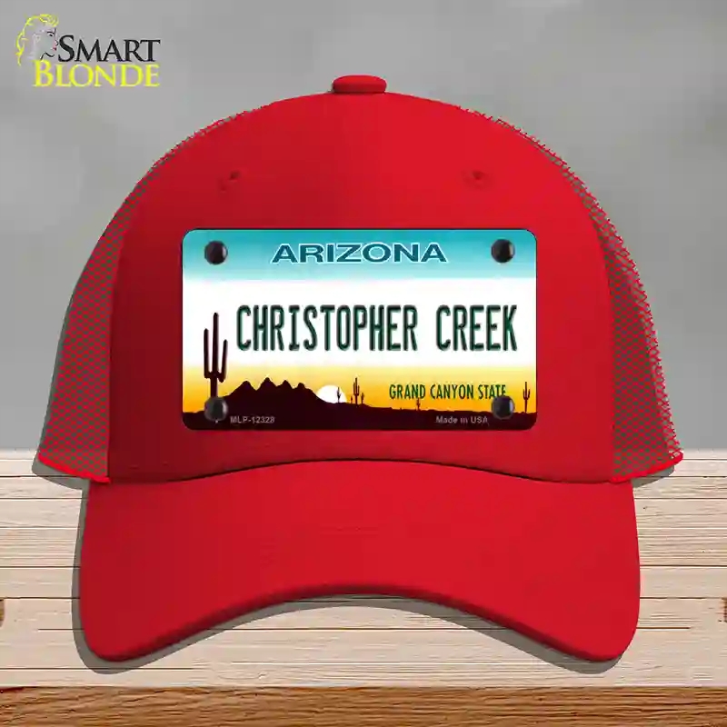 HAT17-MLP-12328 Christopher Creek Arizona Novelty License Plate Hat, Mesh - Red