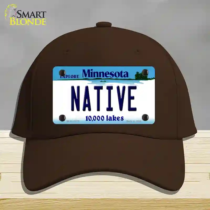 HAT24-MLP-11073 Native Minnesota State Novelty License Plate Hat, Cotton - Dark Brown