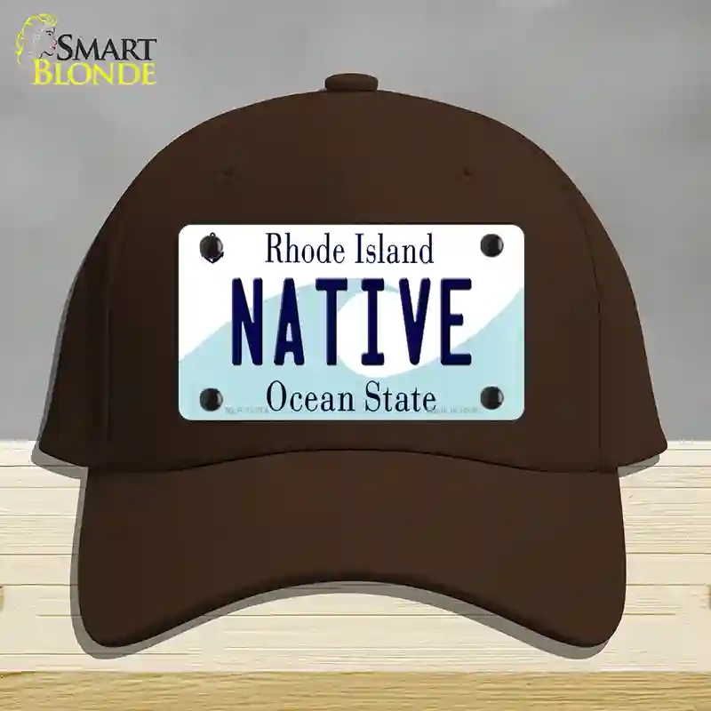 HAT24-MLP-11214 Native Rhode Island State Novelty License Plate Hat, Cotton - Dark Brown