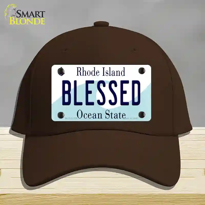 HAT24-MLP-11215 Blessed Rhode Island State Novelty License Plate Hat, Cotton - Dark Brown