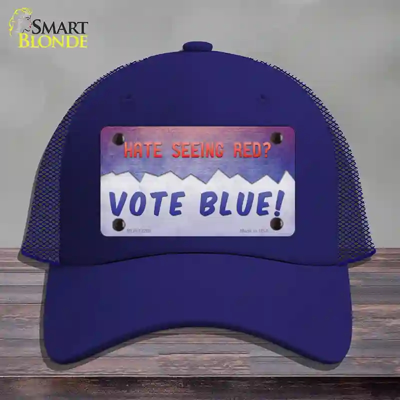HAT18-MLP-12268 Hate Seeing Red Vote Blue Novelty License Plate Hat, Mesh - Royal Blue