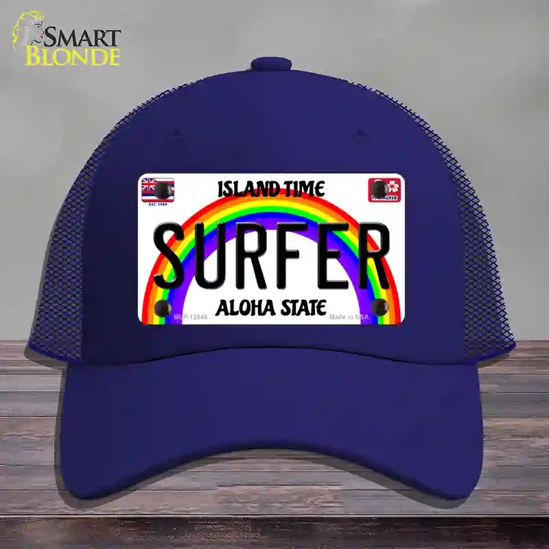 HAT18-MLP-12549 Surfer Hawaii Novelty License Plate Hat, Mesh - Royal Blue