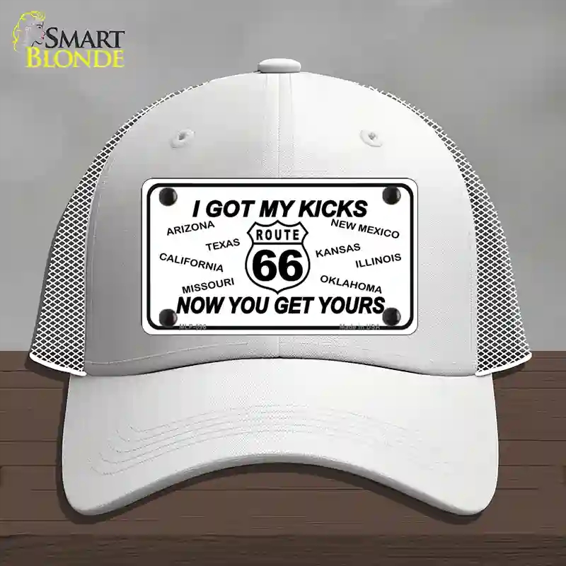 HAT19-MLP-096 I Got My Kicks Novelty License Plate Hat, Mesh - White