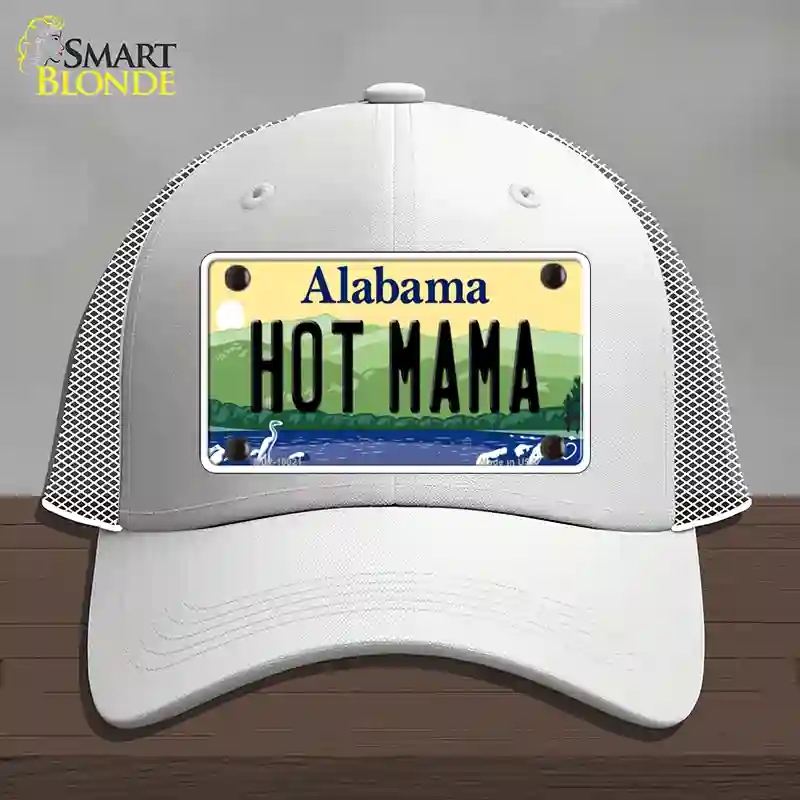 HAT19-MLP-10021 Hot Mama Alabama Novelty License Plate Hat, Mesh - White