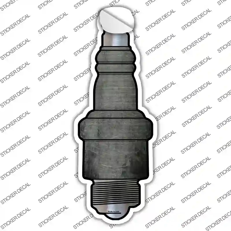 J-009s-S Gray Oil Rubbed Novelty Spark Plug Sticker Decal, Small