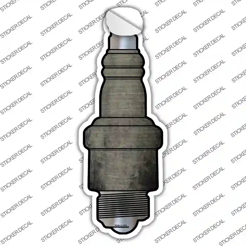 J-014s-S Tan Oil Rubbed Novelty Spark Plug Sticker Decal, Small