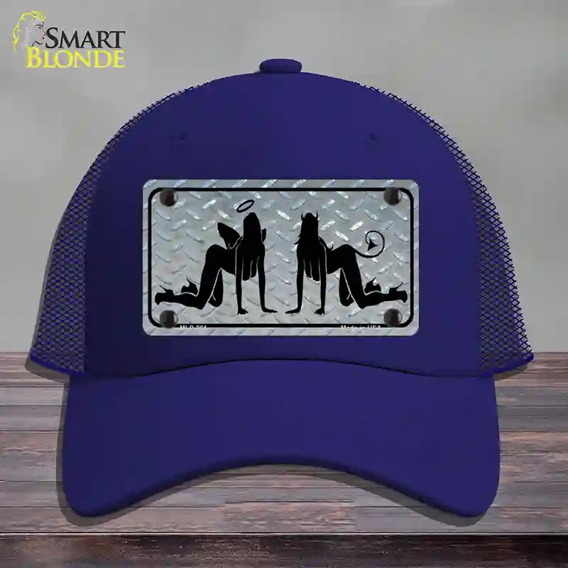 HAT18-MLP-061 Angel & Devil Novelty License Plate Hat, Mesh - Royal Blue
