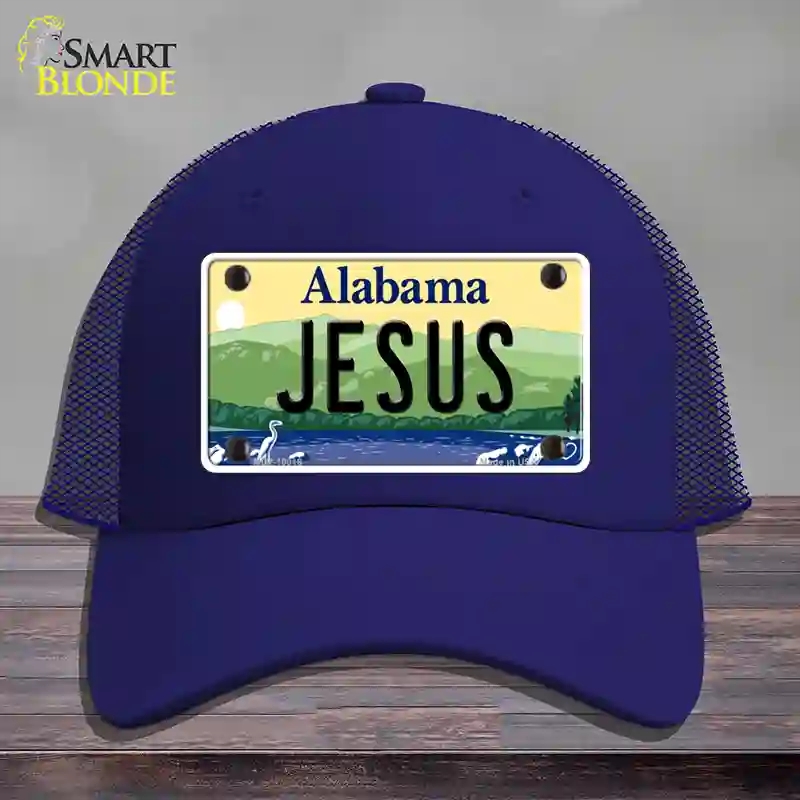 HAT18-MLP-10018 Jesus Alabama Novelty License Plate Hat, Mesh - Royal Blue