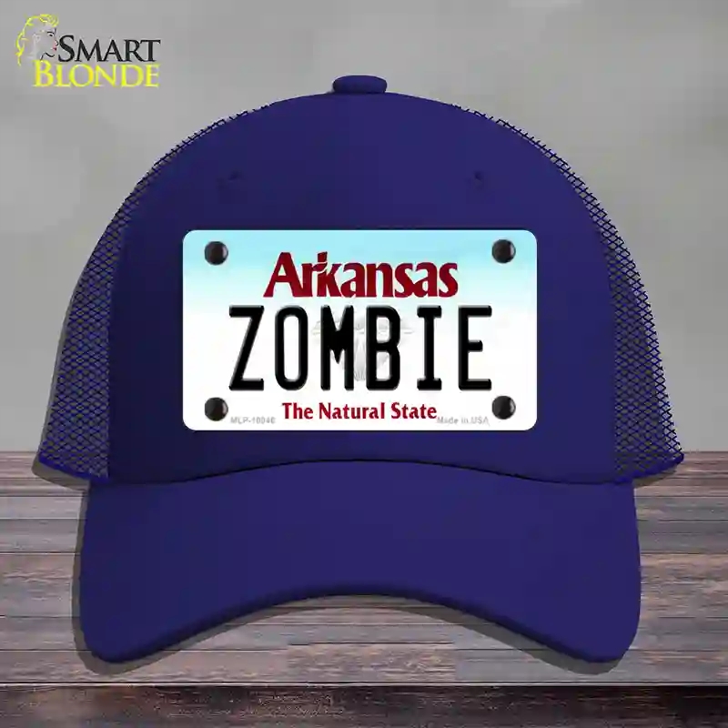 HAT18-MLP-10046 Zombie Arkansas Novelty License Plate Hat, Mesh - Royal Blue