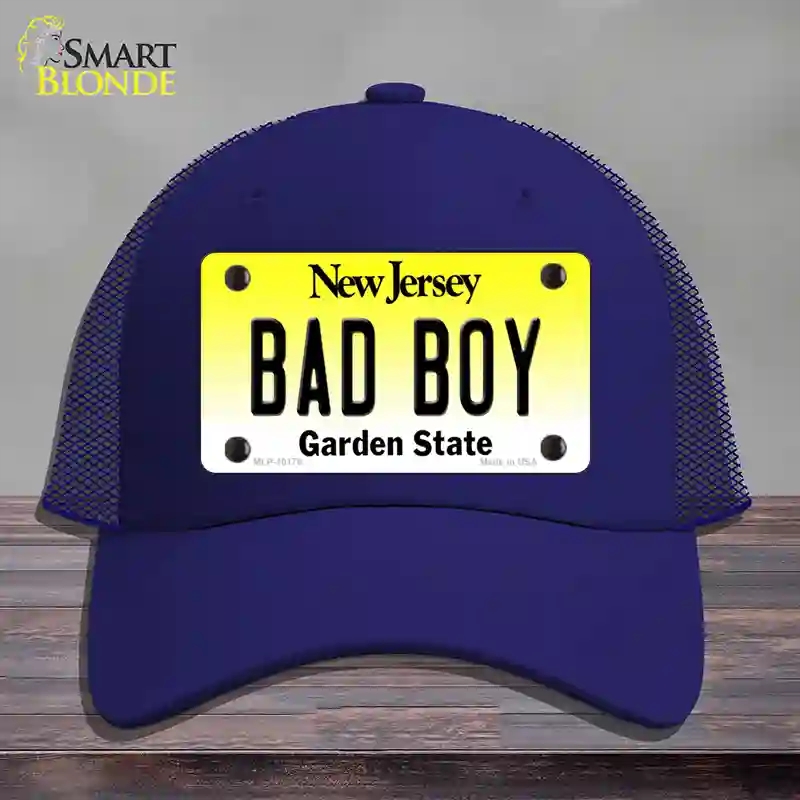 HAT18-MLP-10178 Bad Boy   Jersey Novelty License Plate Hat, Mesh - Royal Blue