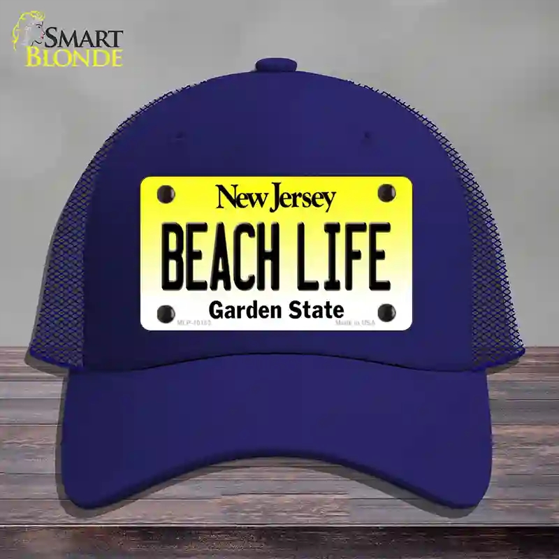 HAT18-MLP-10183 Beach Life   Jersey Novelty License Plate Hat, Mesh - Royal Blue