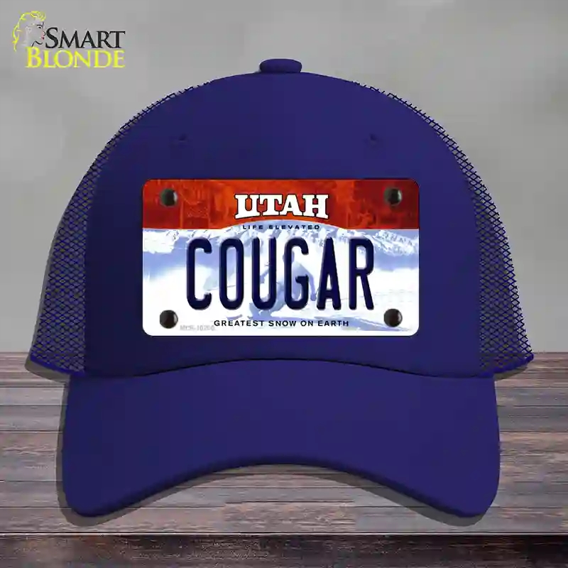 HAT18-MLP-10200 Cougar Utah Novelty License Plate Hat, Mesh - Royal Blue