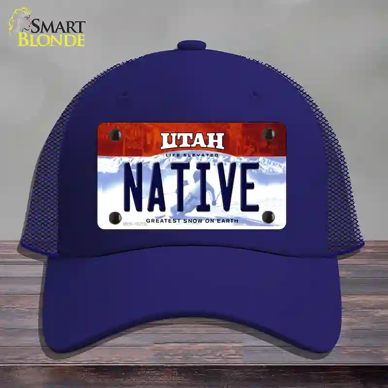 HAT18-MLP-10218 Native Utah Novelty License Plate Hat, Mesh - Royal Blue