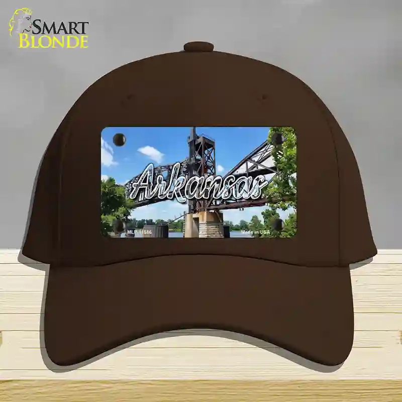 HAT24-MLP-11586 Arkansas Rusty Bridge State Novelty License Plate Hat, Cotton - Dark Brown