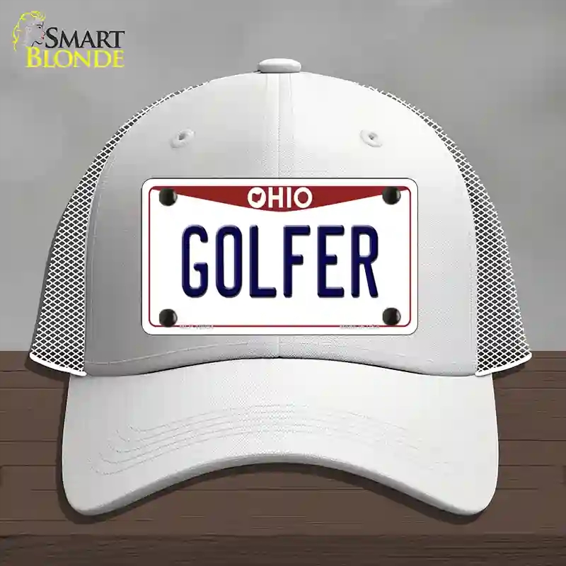 HAT19-MLP-10094 Golfer Ohio Novelty License Plate Hat, Mesh - White