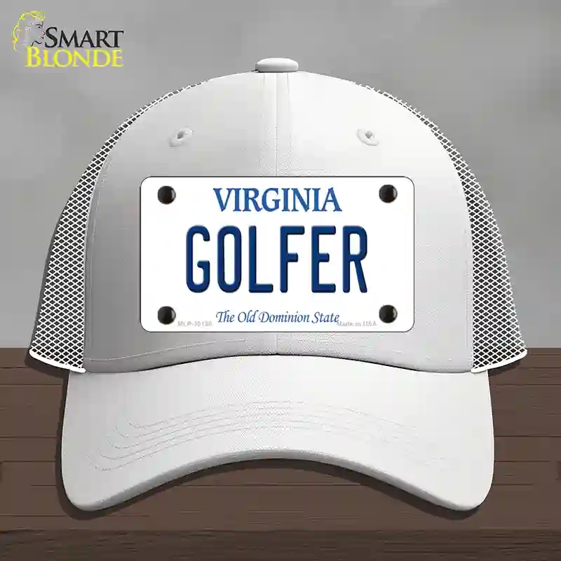 HAT19-MLP-10138 Golfer Virginia Novelty License Plate Hat, Mesh - White