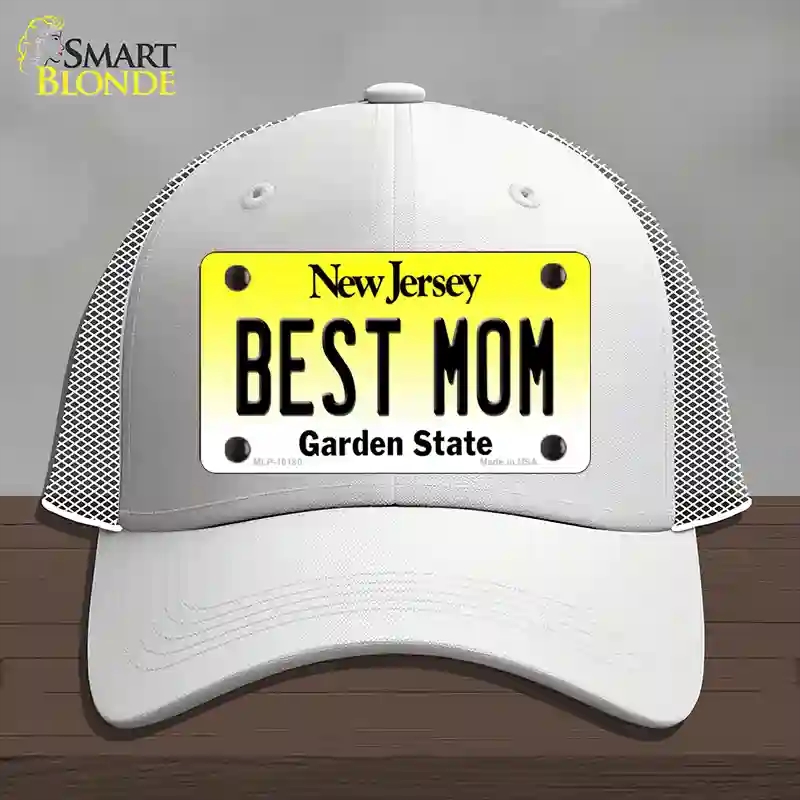 HAT19-MLP-10180 Best Mom   Jersey Novelty License Plate Hat, Mesh - White