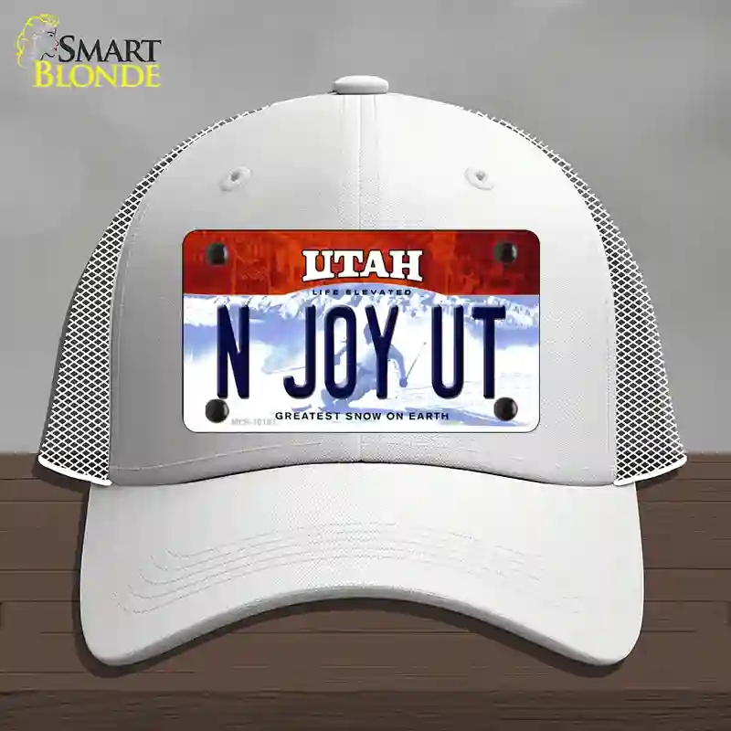 HAT19-MLP-10197 N Joy UT Utah Novelty License Plate Hat, Mesh - White
