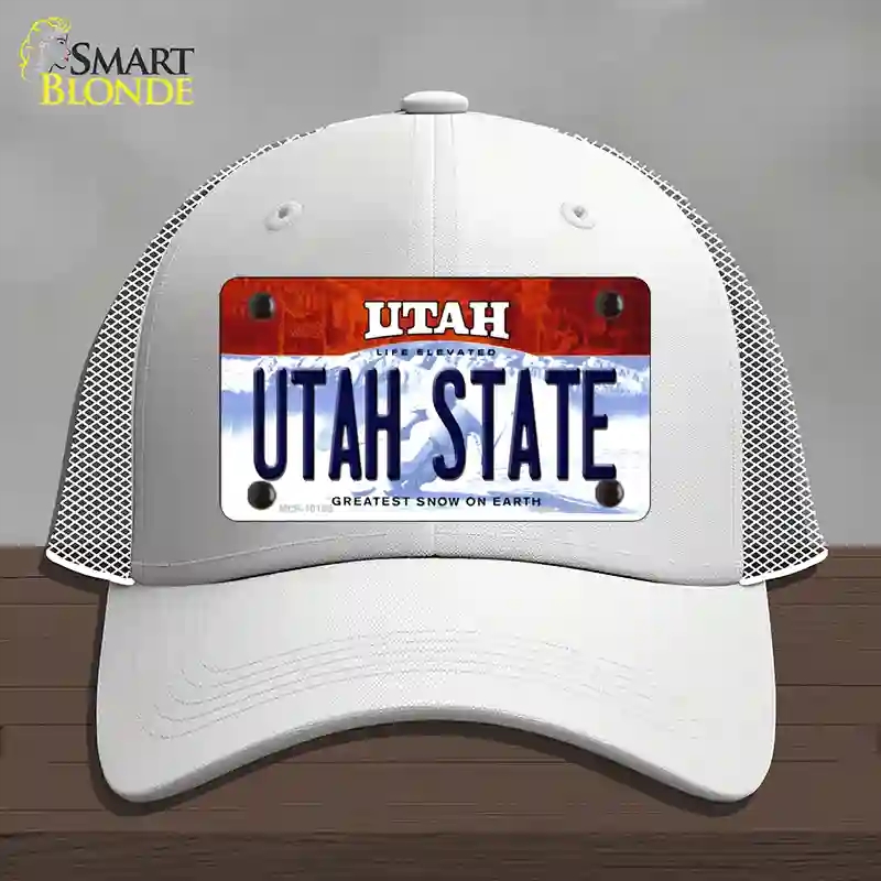 HAT19-MLP-10198 Utah State Novelty License Plate Hat, Mesh - White