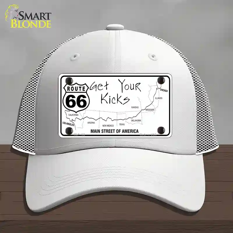 HAT19-MLP-102 US Route 66 Map Novelty License Plate Hat, Mesh - White