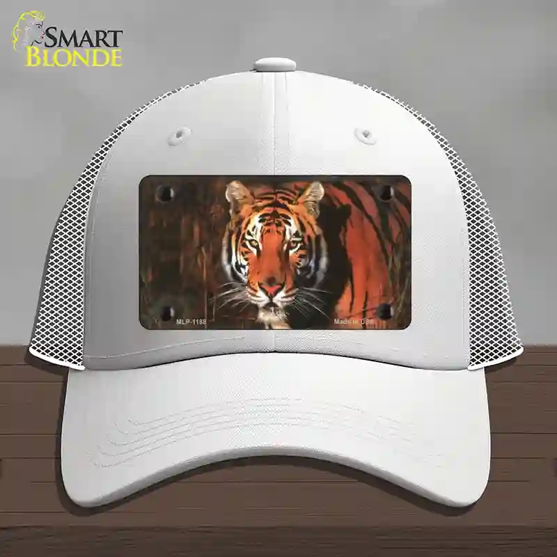 HAT19-MLP-1188 Tiger Novelty License Plate Hat, Mesh - White