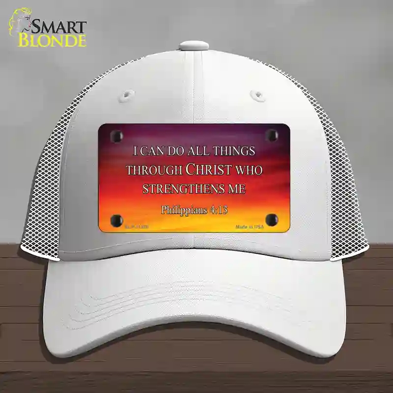 HAT19-MLP-11885 Philippians 4 13 Novelty License Plate Hat, Mesh - White