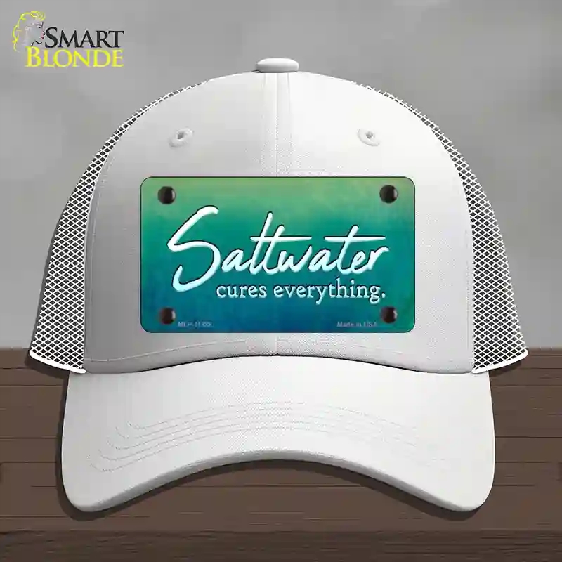 HAT19-MLP-11888 Saltwater Cures Everything Novelty License Plate Hat, Mesh - White
