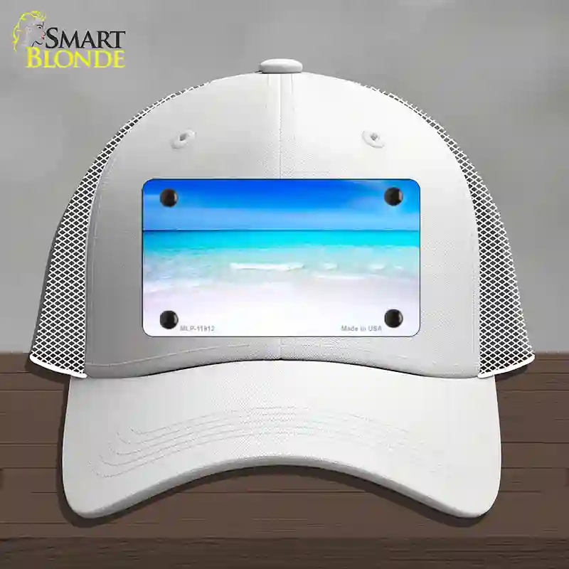 HAT19-MLP-11912 Beach Scene Novelty License Plate Hat, Mesh - White