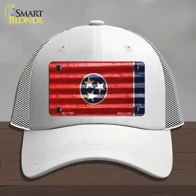 HAT19-MLP-11983 Tennessee Corrugated Flag Novelty License Plate Hat, Mesh - White