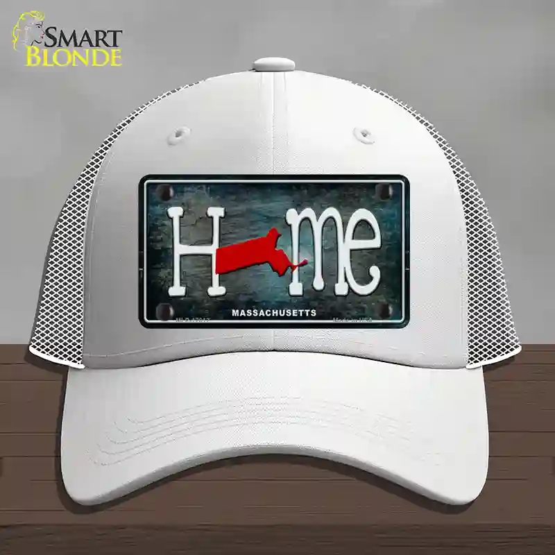 HAT19-MLP-12012 Massachusetts Home State Outline Novelty License Plate Hat, Mesh - White