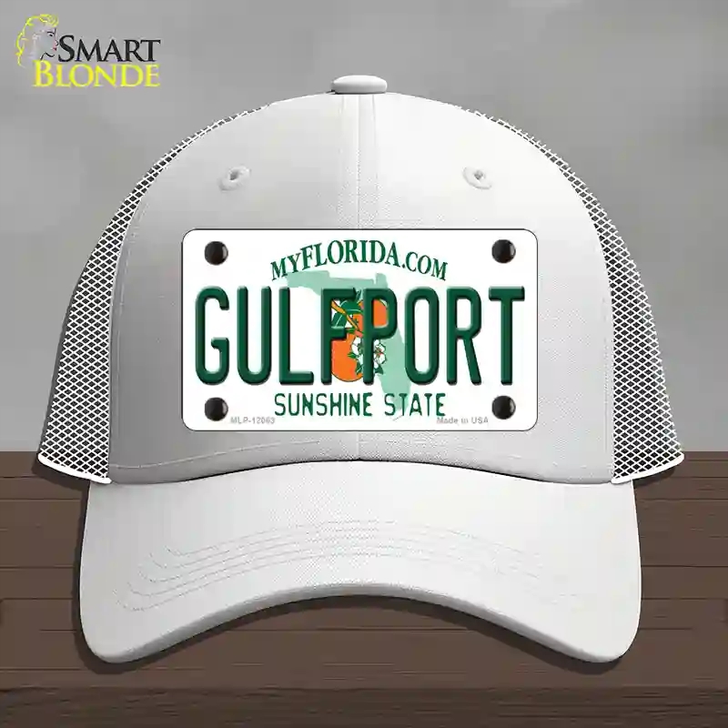 HAT19-MLP-12063 Florida Gulfport Novelty License Plate Hat, Mesh - White