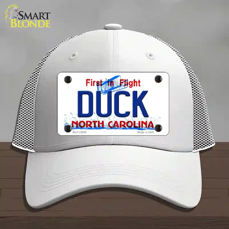 HAT19-MLP-12086 Duck North Carolina State Novelty License Plate Hat, Mesh - White