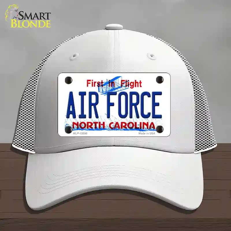 HAT19-MLP-12096 Air Force North Carolina State Novelty License Plate Hat, Mesh - White