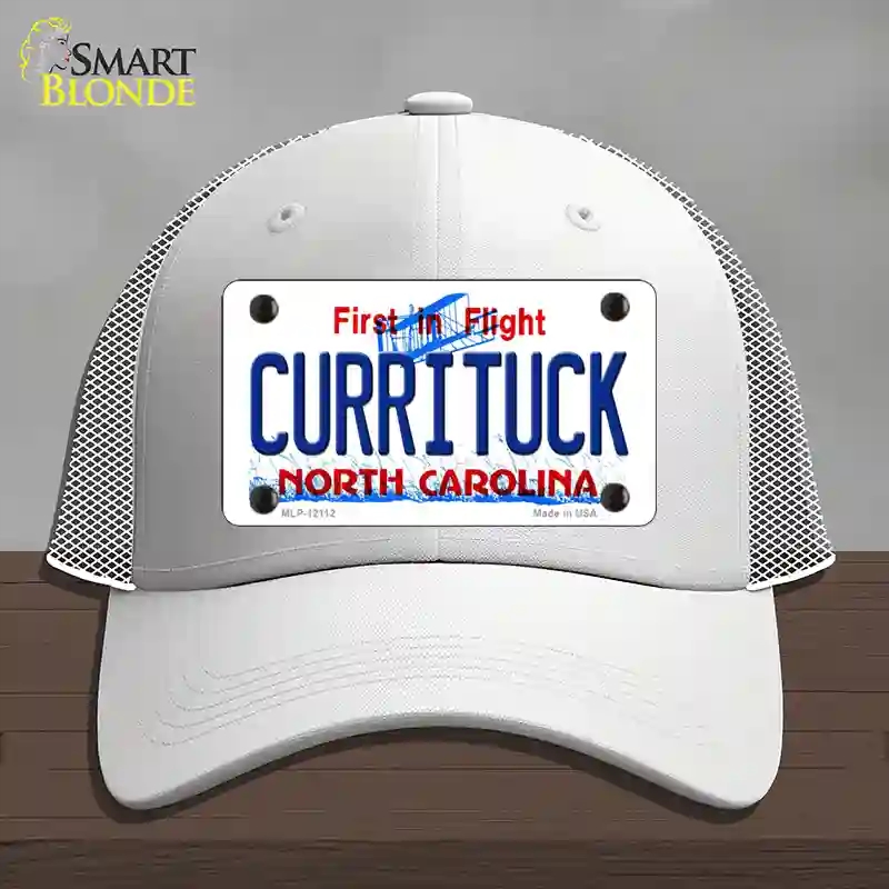 HAT19-MLP-12112 Currituck North Carolina State Novelty License Plate Hat, Mesh - White