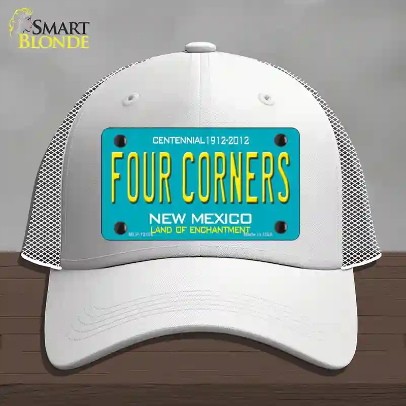 HAT19-MLP-12160 Four Corners Teal   Mexico Novelty License Plate Hat, Mesh - White