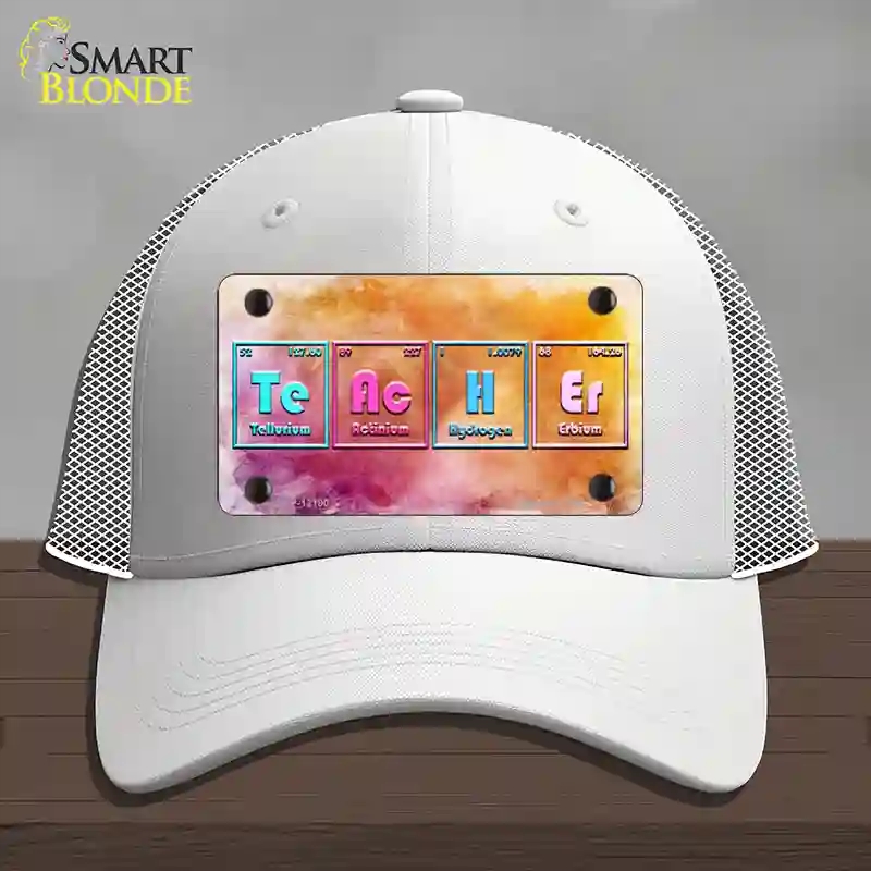 HAT19-MLP-12190 Teacher Periodic Table Novelty License Plate Hat, Mesh - White