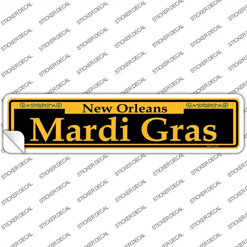 K-1190s-S Mardi Gras Yellow Novelty Narrow Sticker Decal, Small