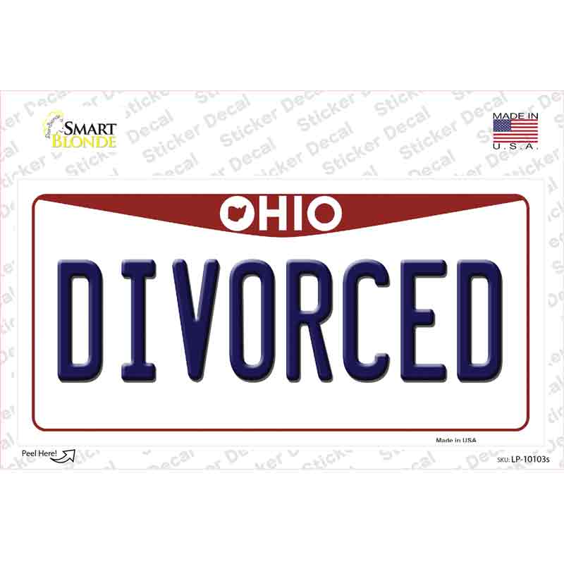 LP-10103s-M Divorced Ohio Novelty Sticker Decal, Medium