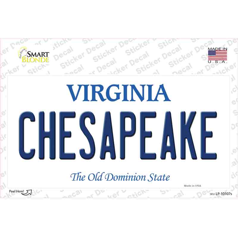 LP-10107s-M Chesapeake Virginia Novelty Sticker Decal, Medium