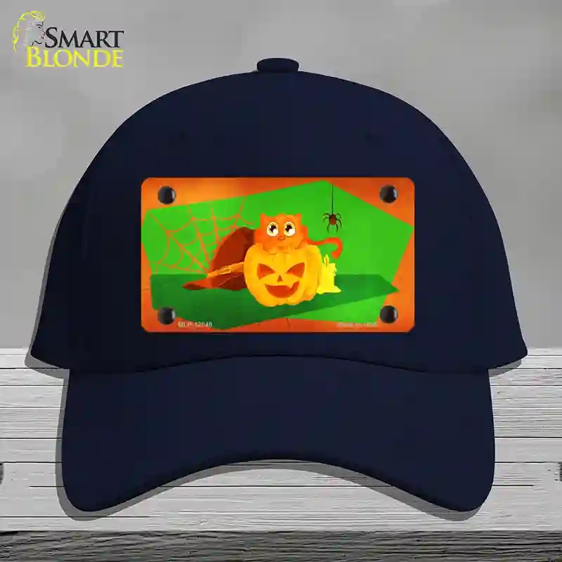 HAT20-MLP-12048 Pumpkin Kitty Novelty License Plate Hat, Cotton - Navy