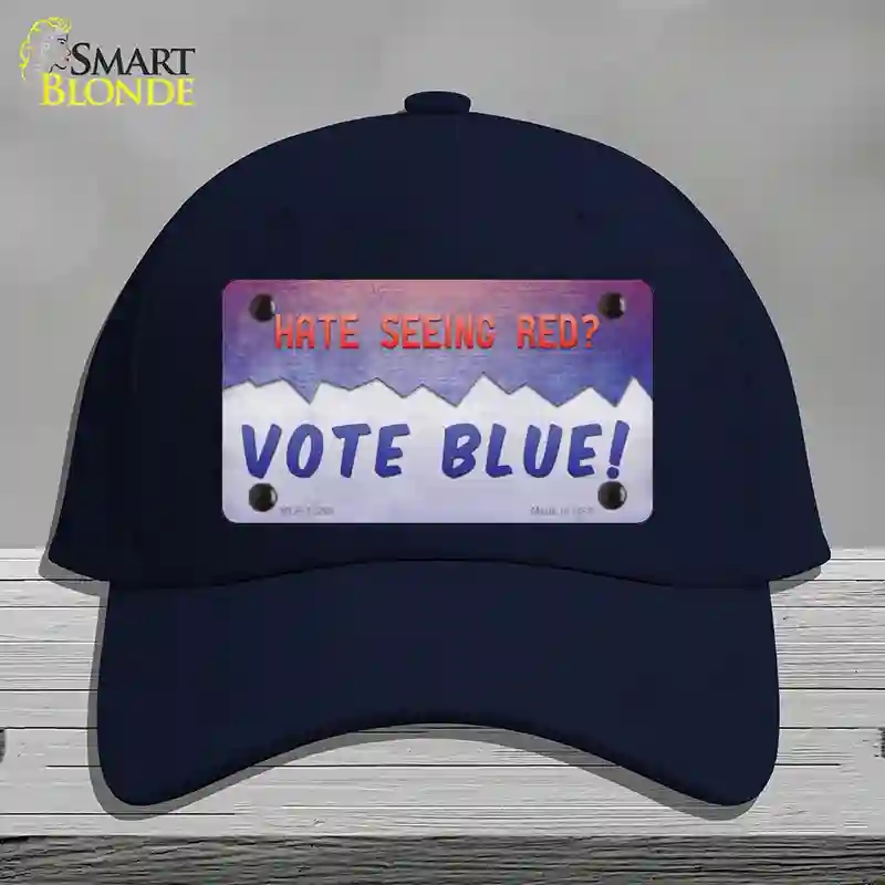 HAT20-MLP-12268 Hate Seeing Red Vote Blue Novelty License Plate Hat, Cotton - Navy